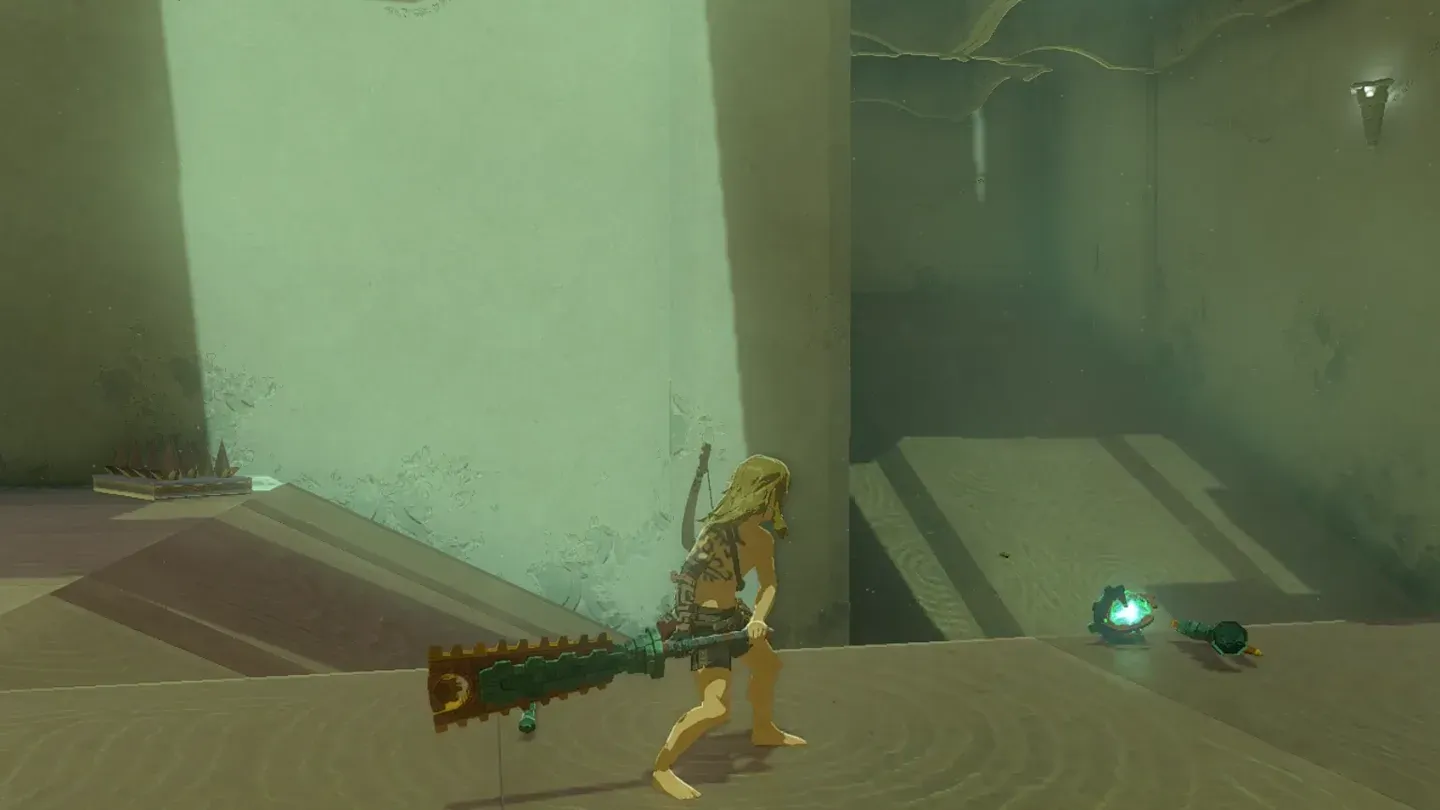 Link walking toward the gate with the floor clear