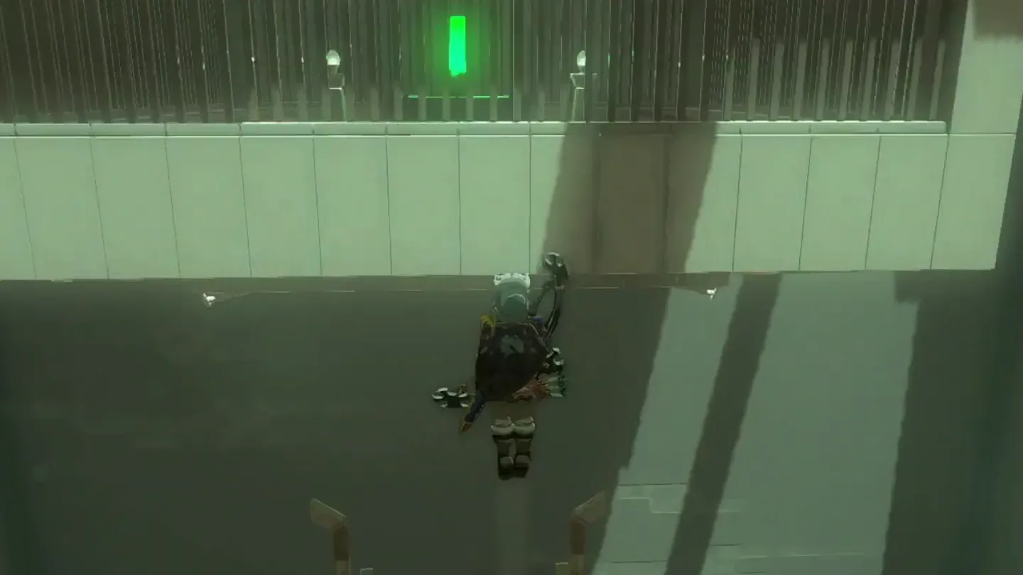 The switch above the bars glowing green after the hit