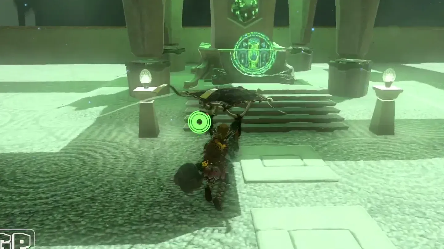 Link gliding in front of the altar steps
