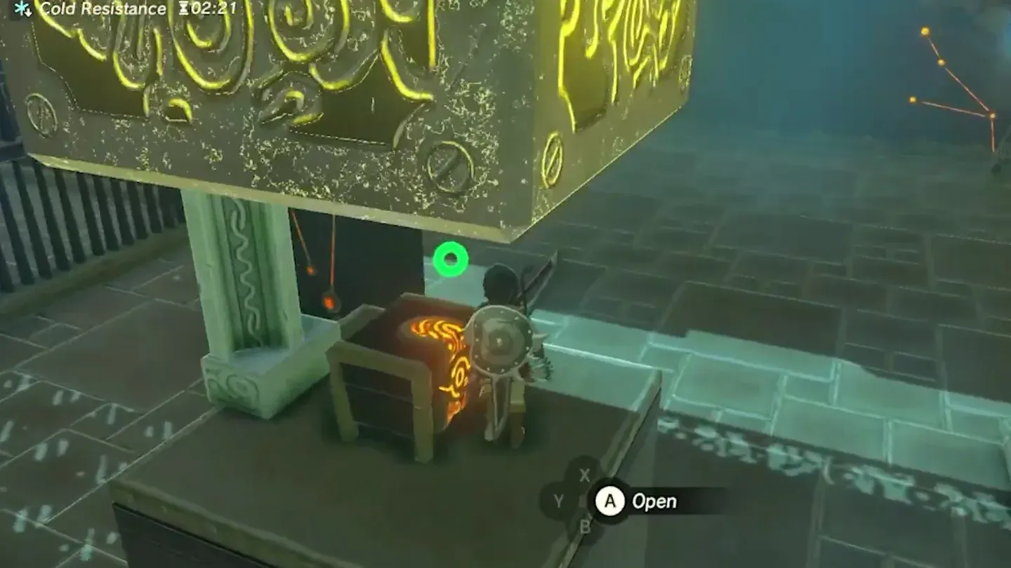 Link at the chest beneath the frozen cube