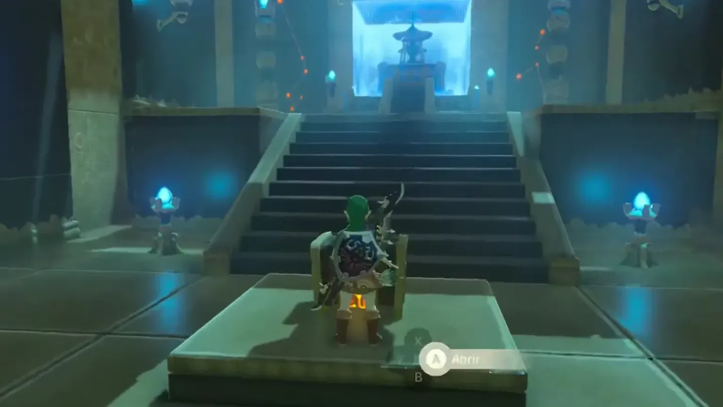 Link opening the chest before the monk's stairs