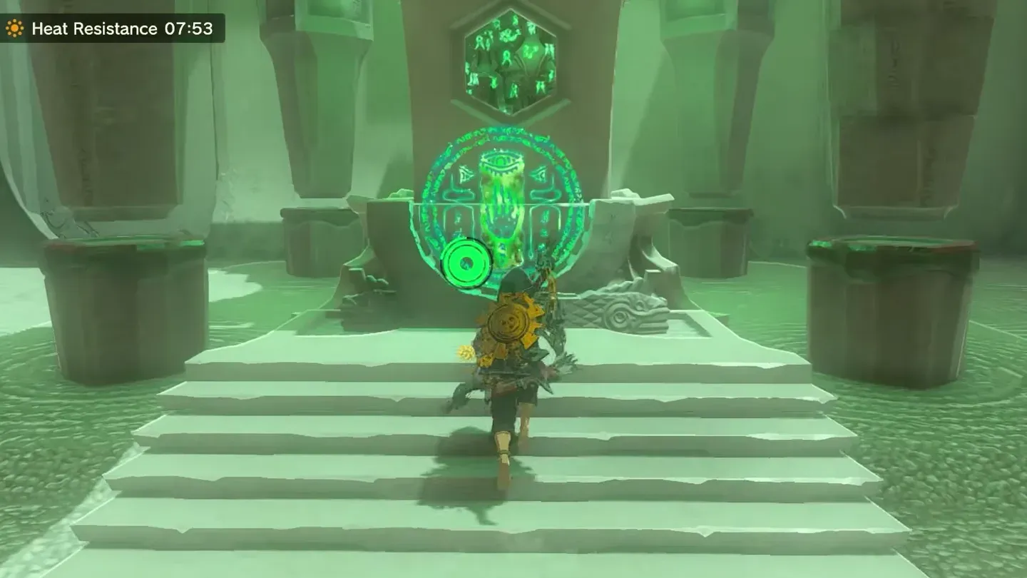 Link climbing the steps to the altar