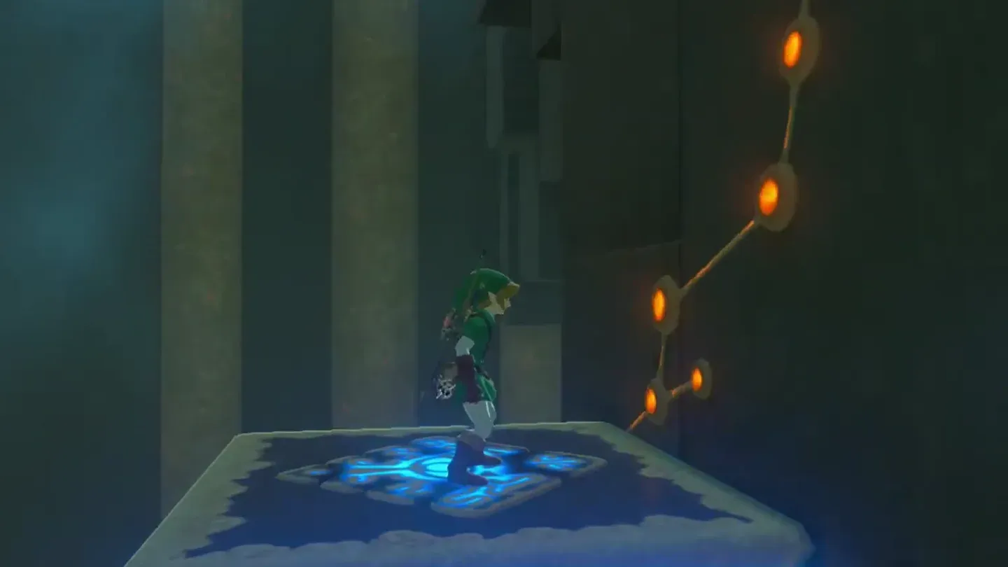 Link riding the moving platform upward