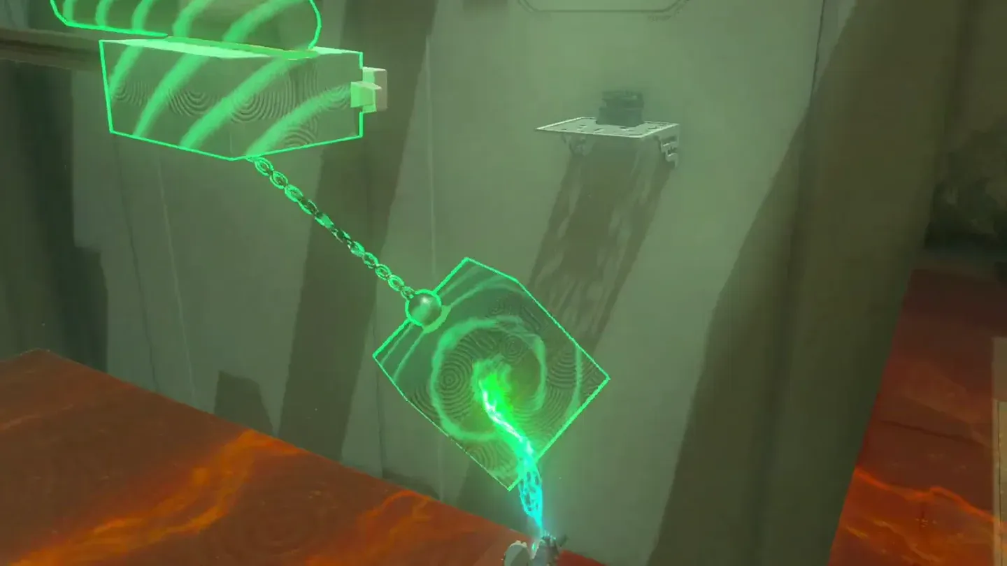 Ultrahand swinging the cube up high on its chain