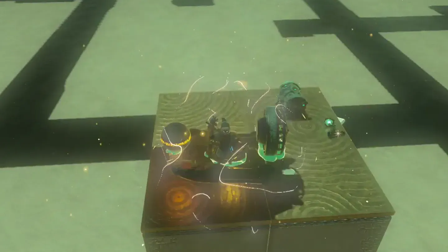 Link opening a chest on the raised platform