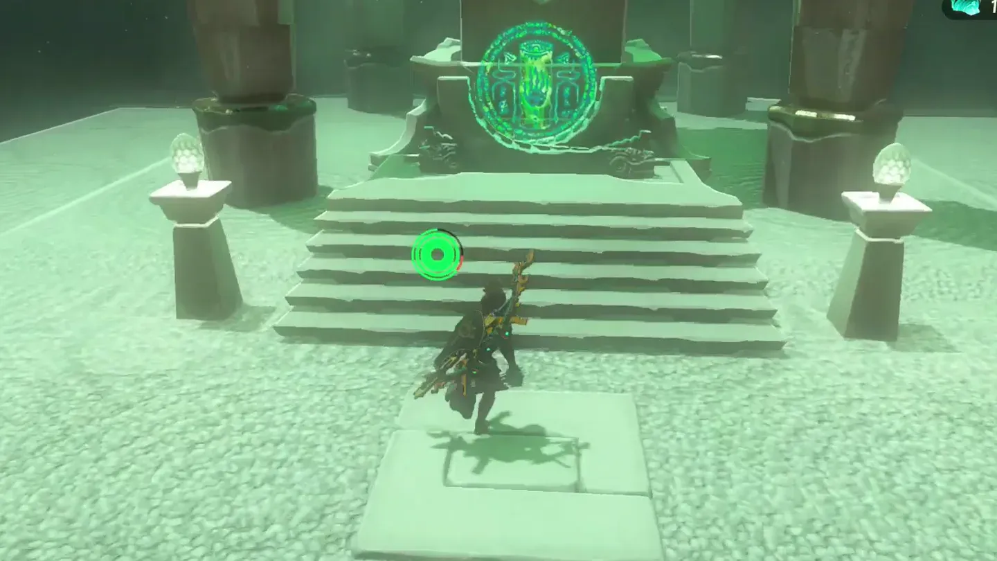 Link at the foot of the altar steps in Joju-u-u Shrine