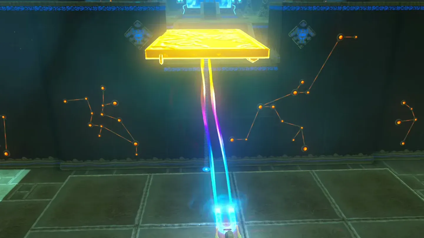 Link lifting the door with Magnesis toward the altar