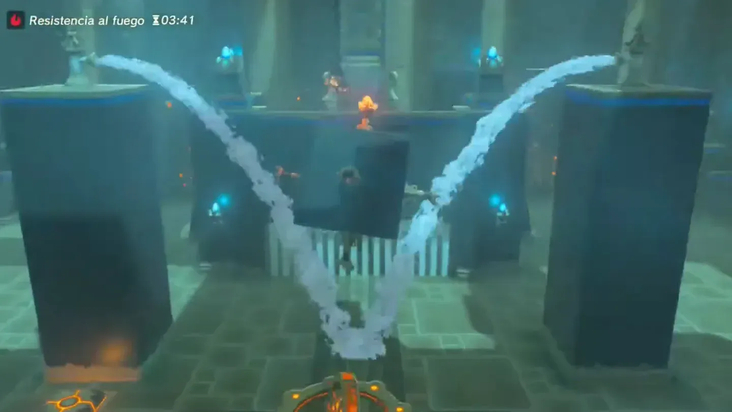The lantern cube between two waterfalls