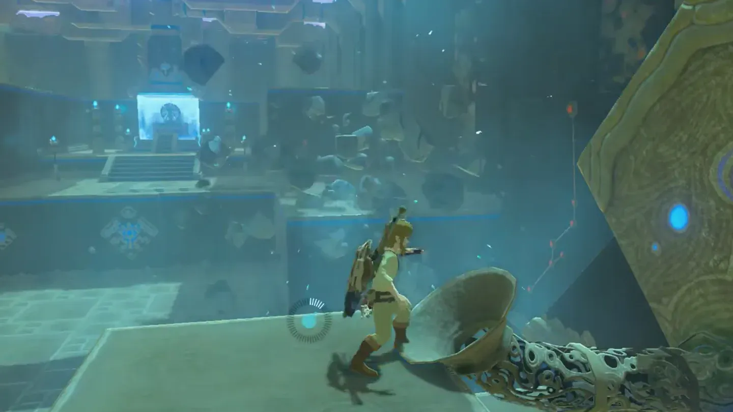 The bomb exploding by the cracked blocks near the altar