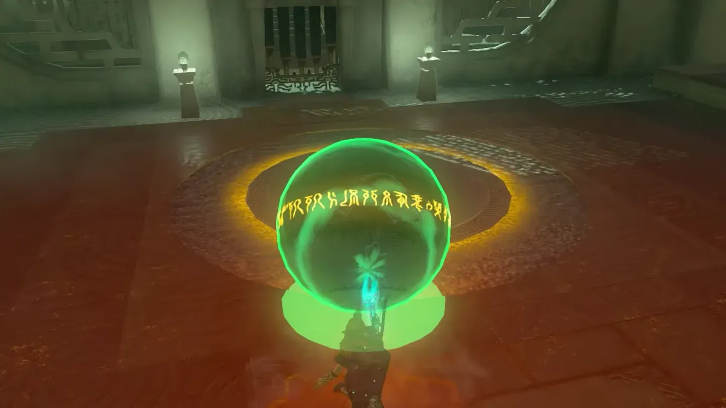 Ultrahand lowering the ball into the round socket in the floor