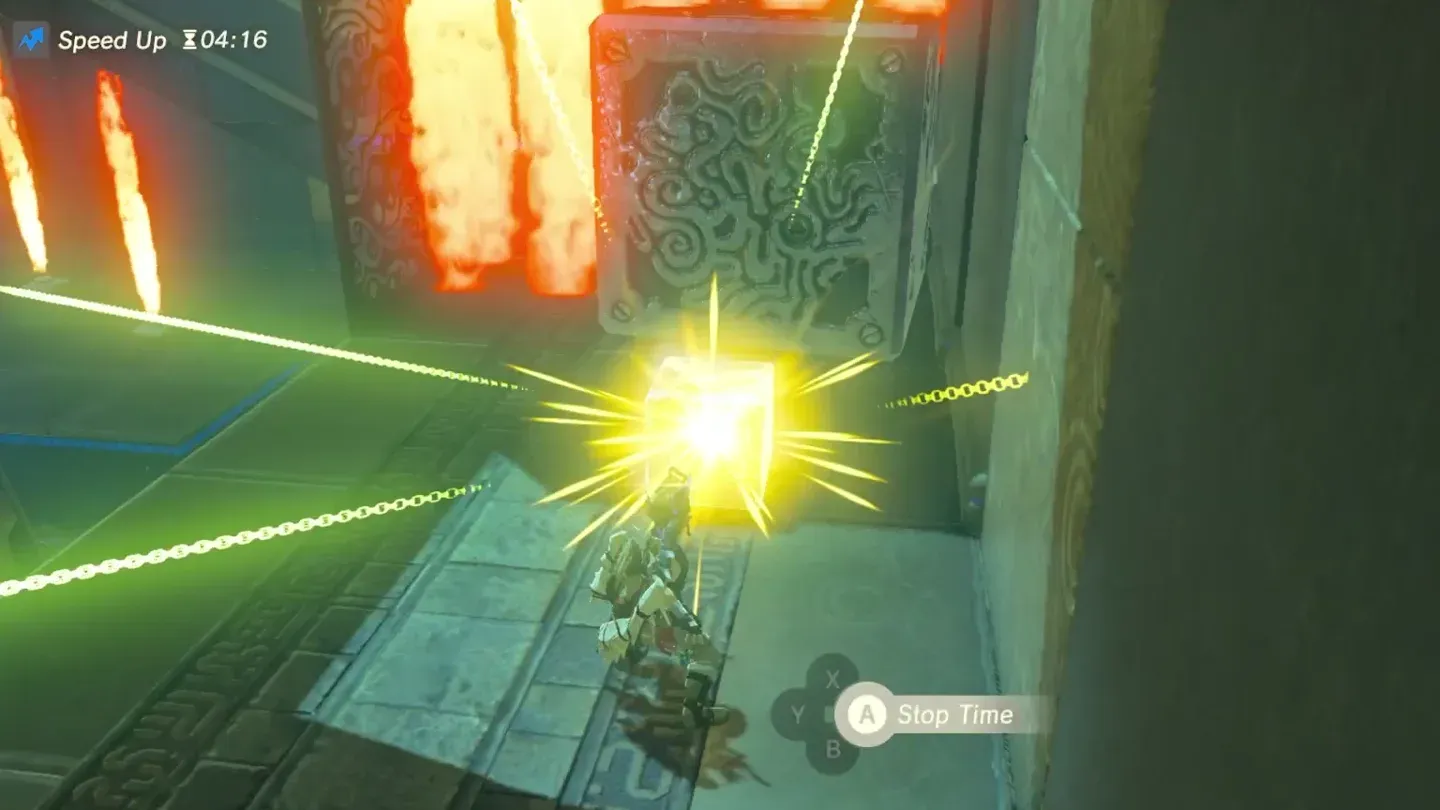 Link striking the ice block frozen with Stasis