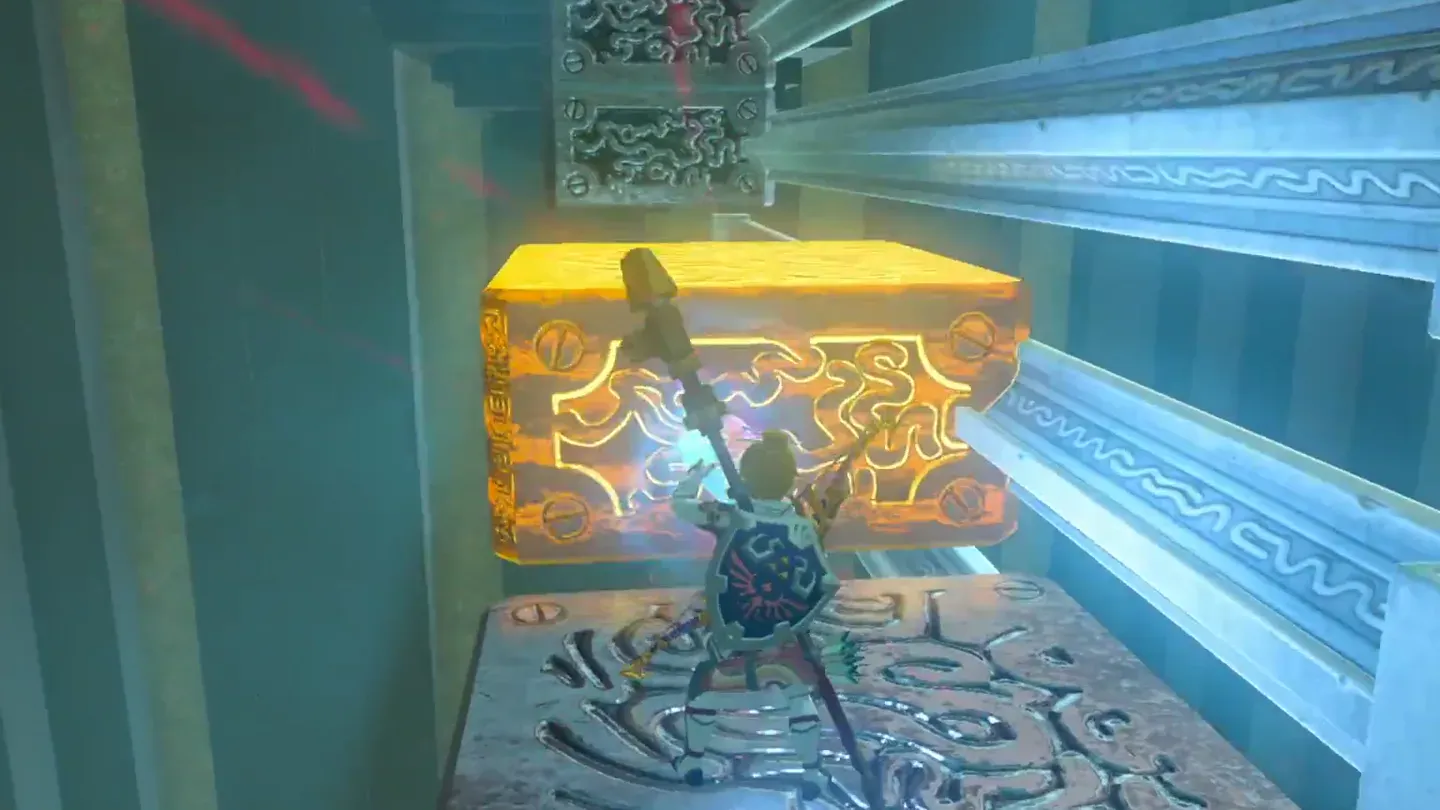 Link pulling a horizontal-rail block toward him