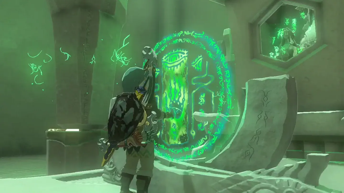 Link touching the glowing altar