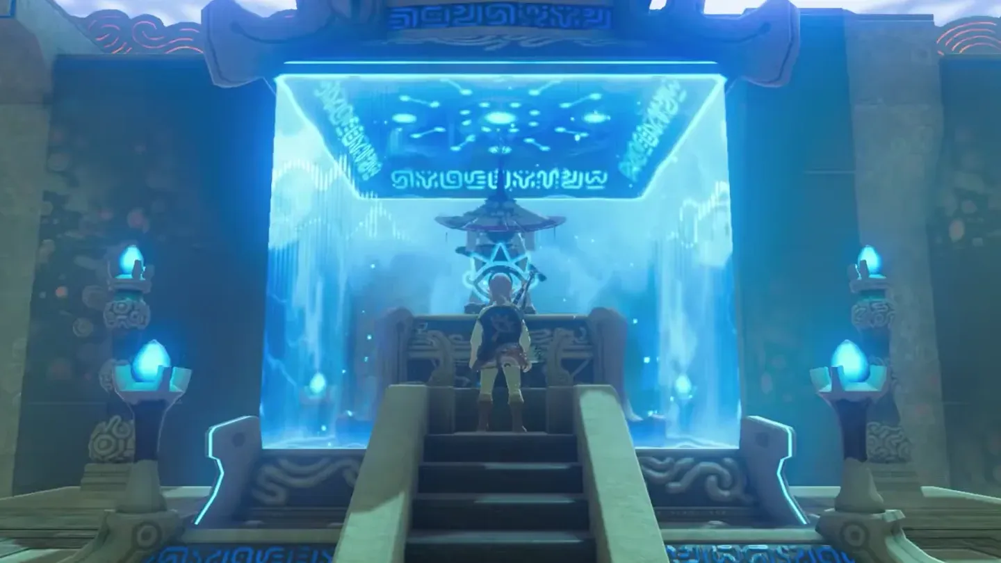 Link climbing the stairs to the monk's altar