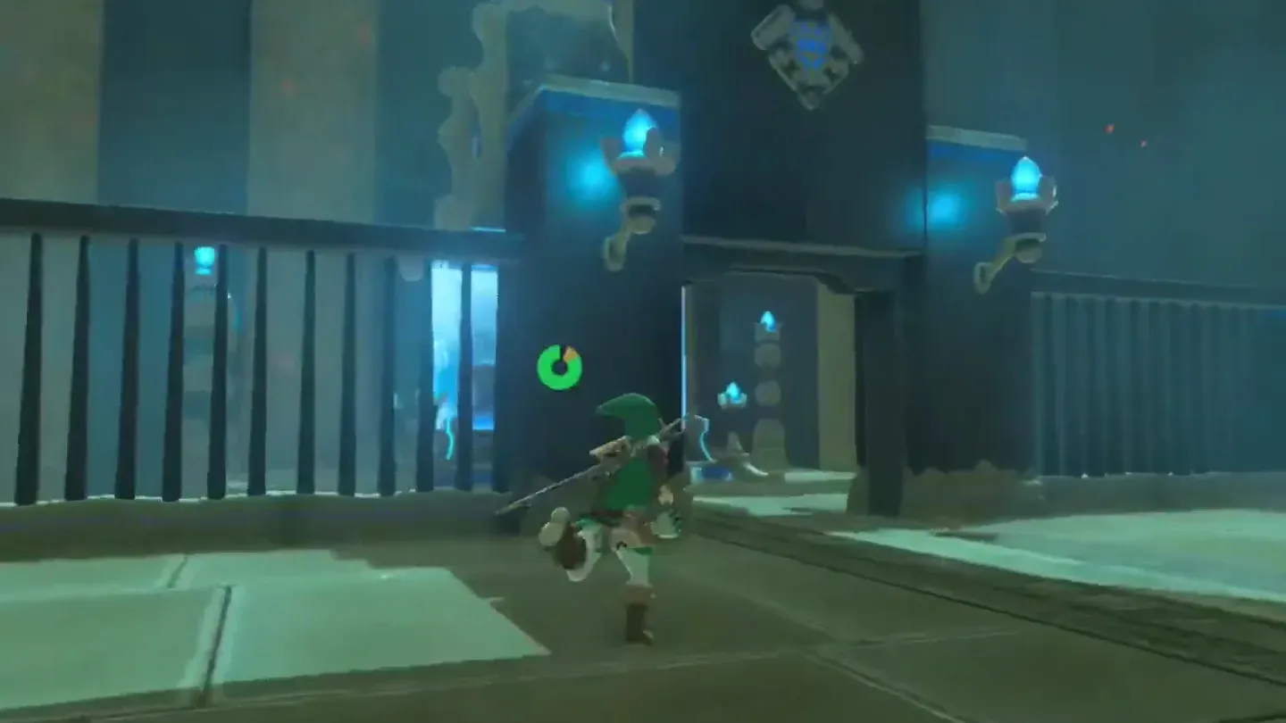 Link running through the open gate