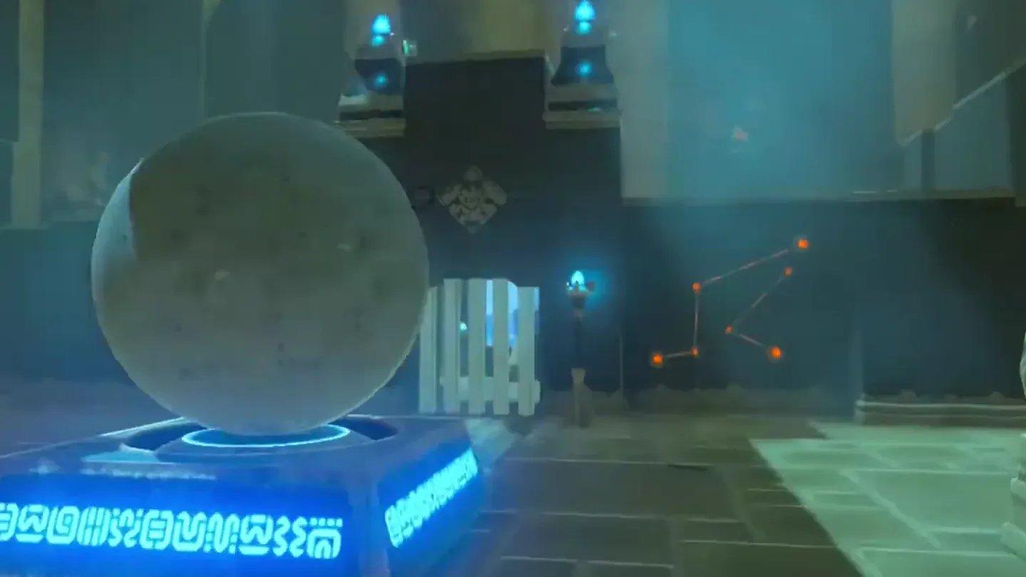 The boulder resting on the glowing floor switch