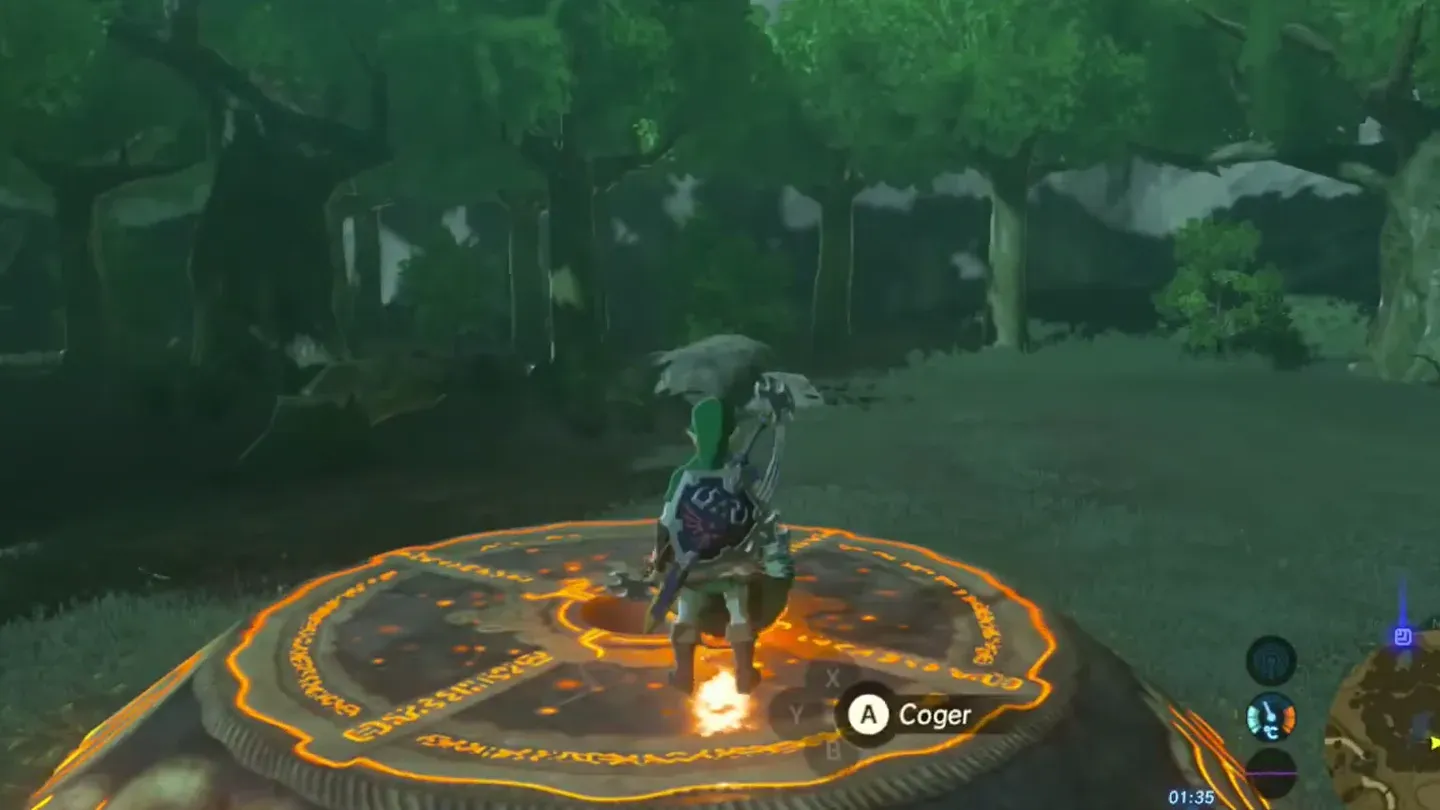 Link placing the orb on the ancient pedestal