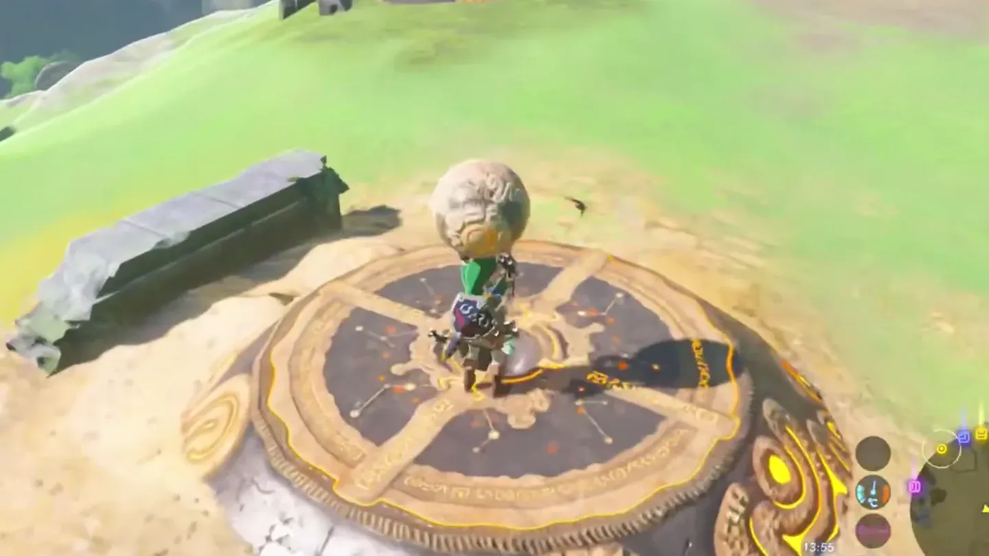 Link placing the orb onto a pedestal