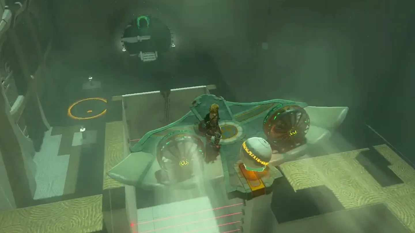 Link riding the wing along the rails