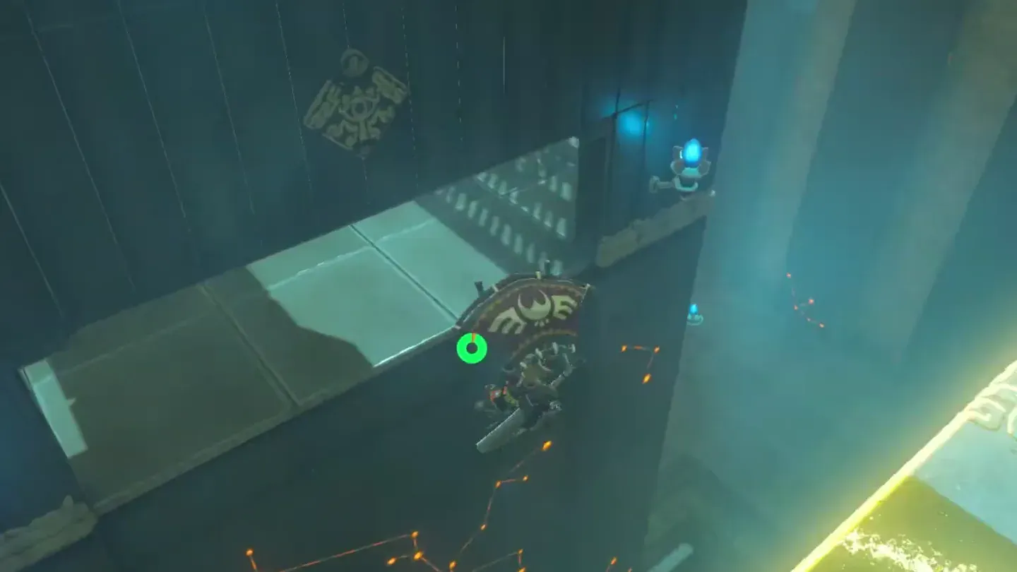 Link gliding down from the frozen block toward the open cell