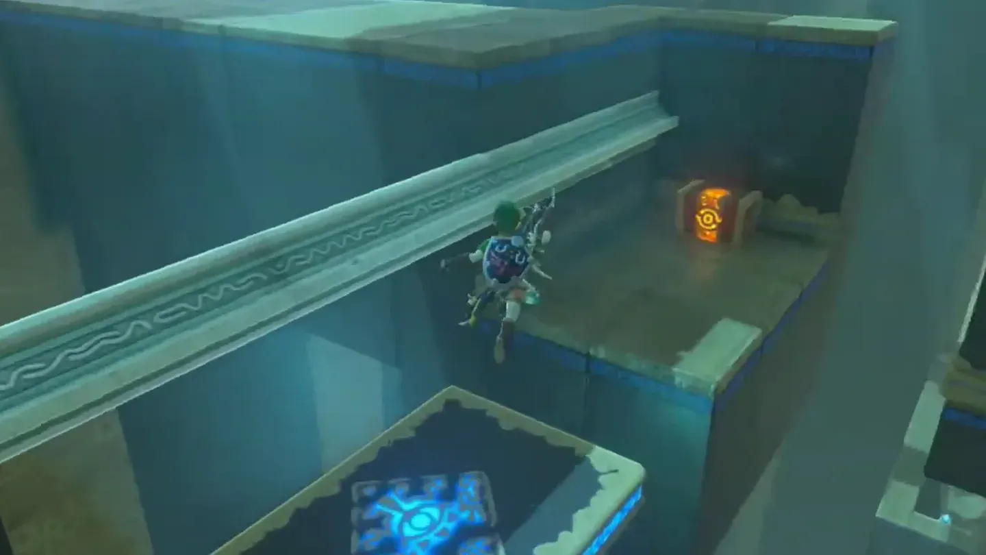 Link on the wall top with the side chest in view