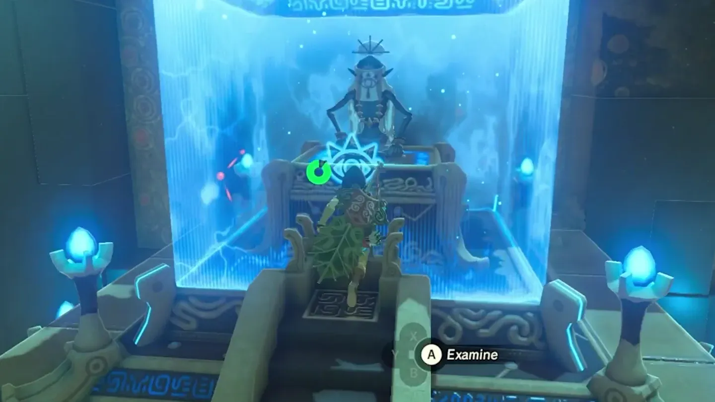 Link at the monk's glowing blue pedestal