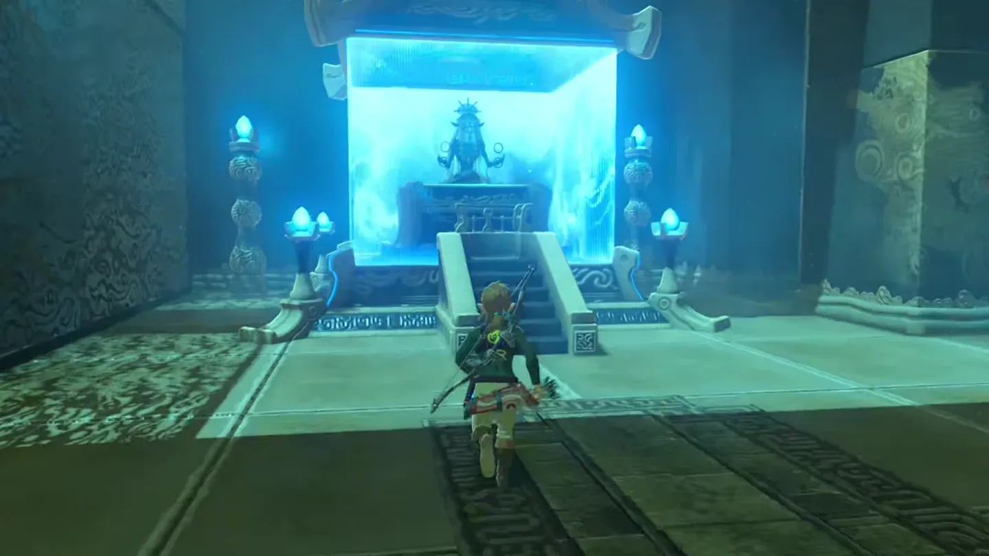 Link walking up the stairs to the monk's altar