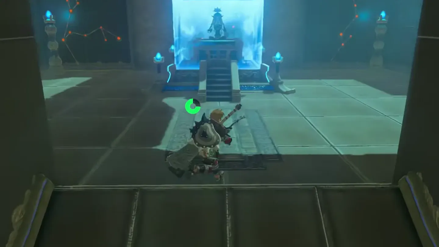 Link reaching the Monk's glowing chamber at the top