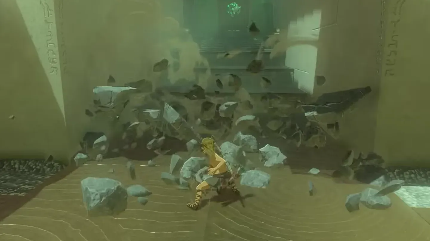 The last cracked wall breaking into rubble
