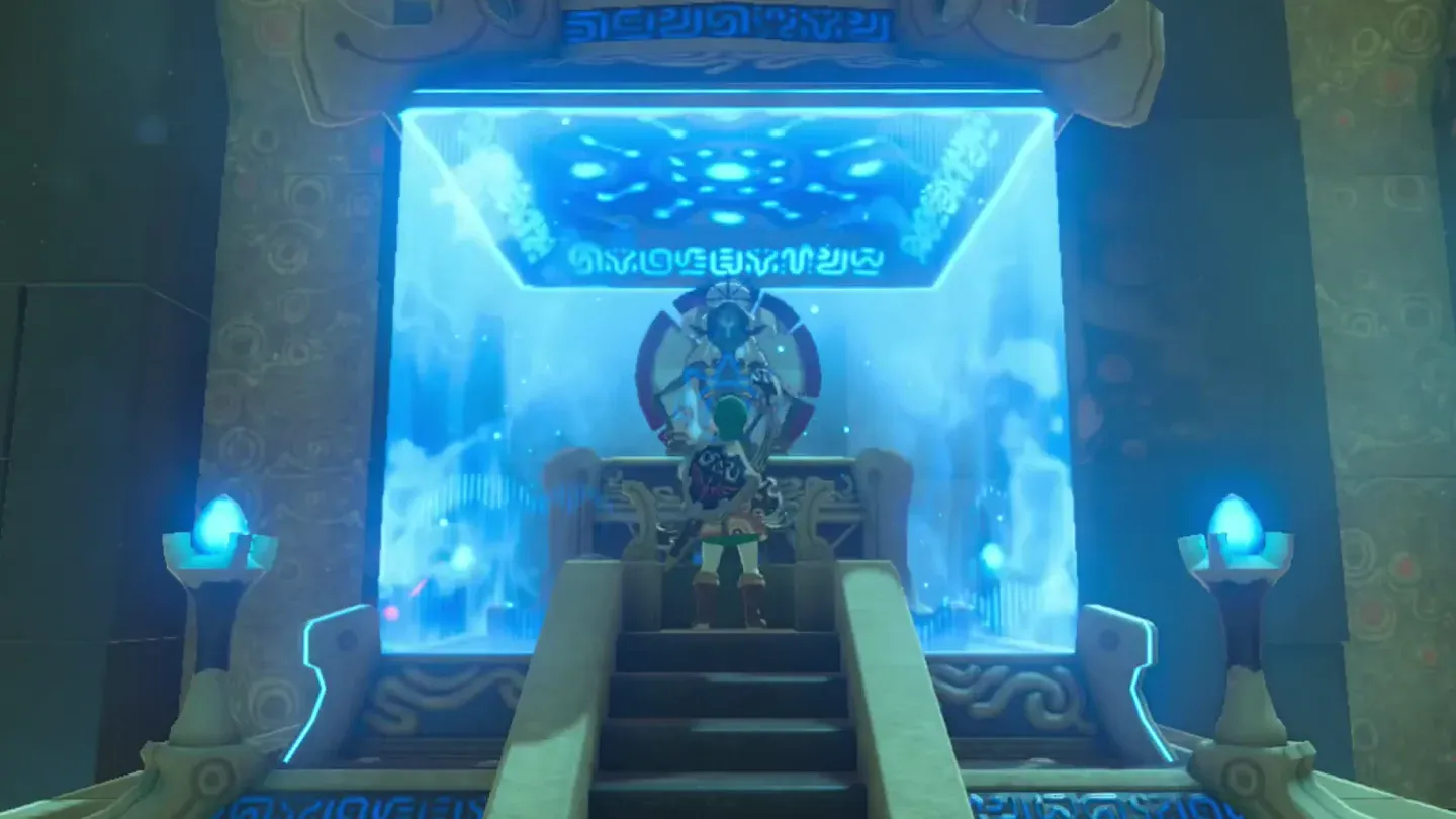 Link before the monk at the altar