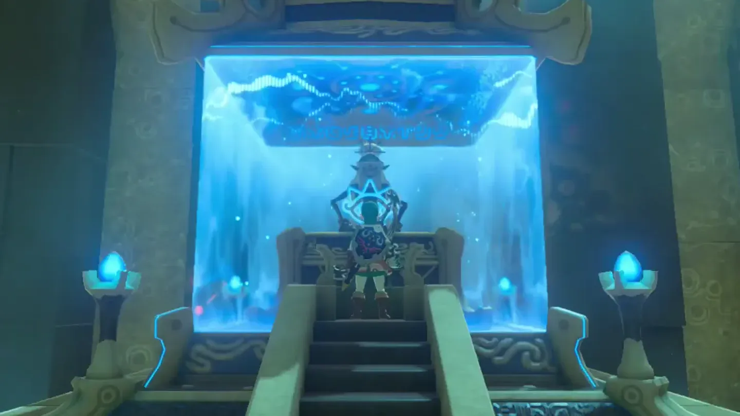 Link reaching the monk behind the glowing barrier