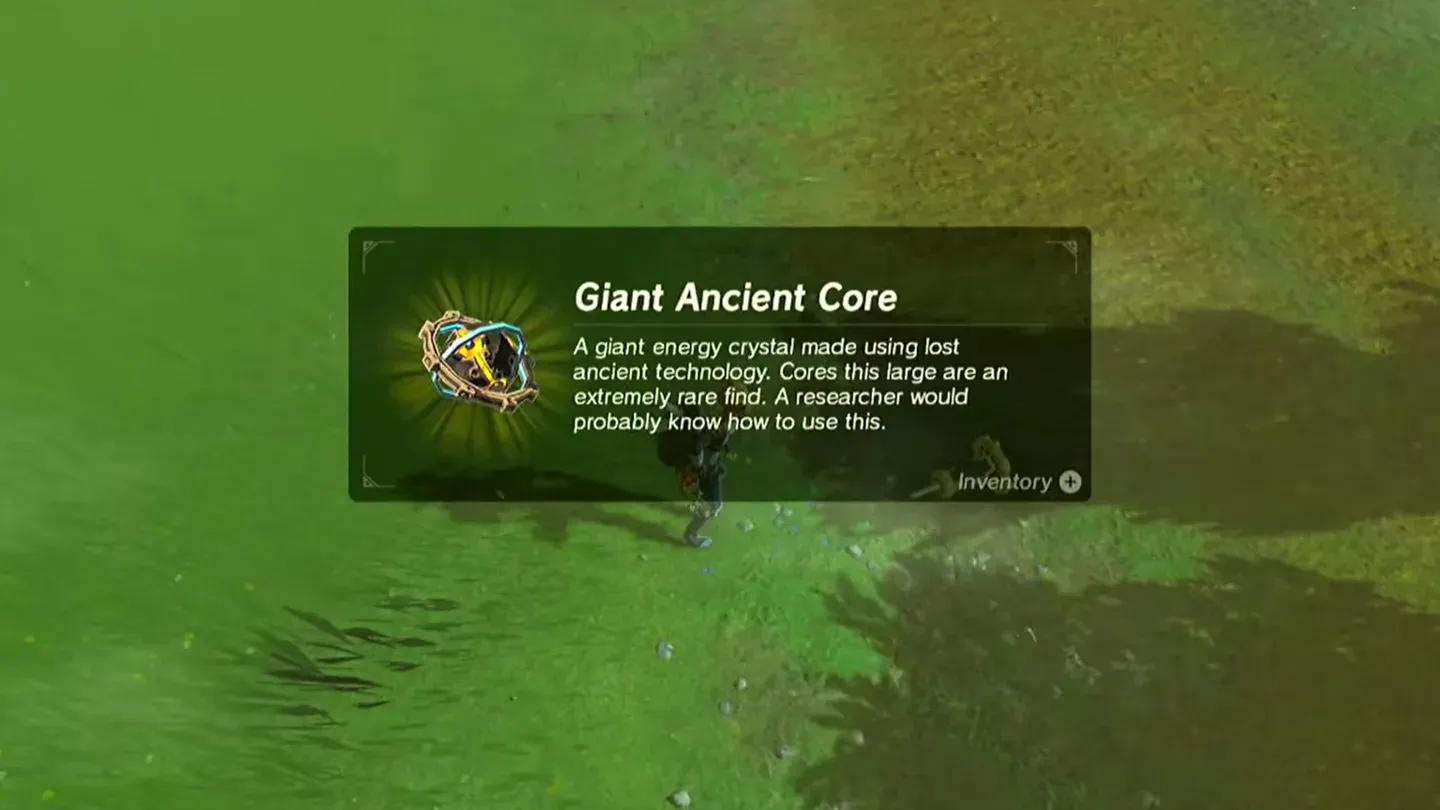 Item card for a Giant Ancient Core picked up after a Guardian fight