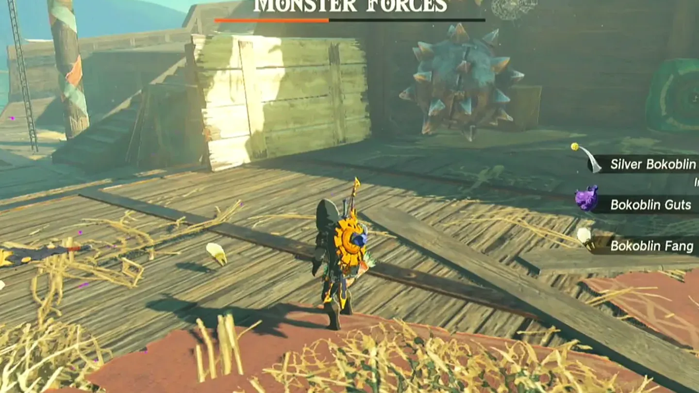 Pick-up list showing Silver Bokoblin Horn, Bokoblin Guts and Bokoblin Fang