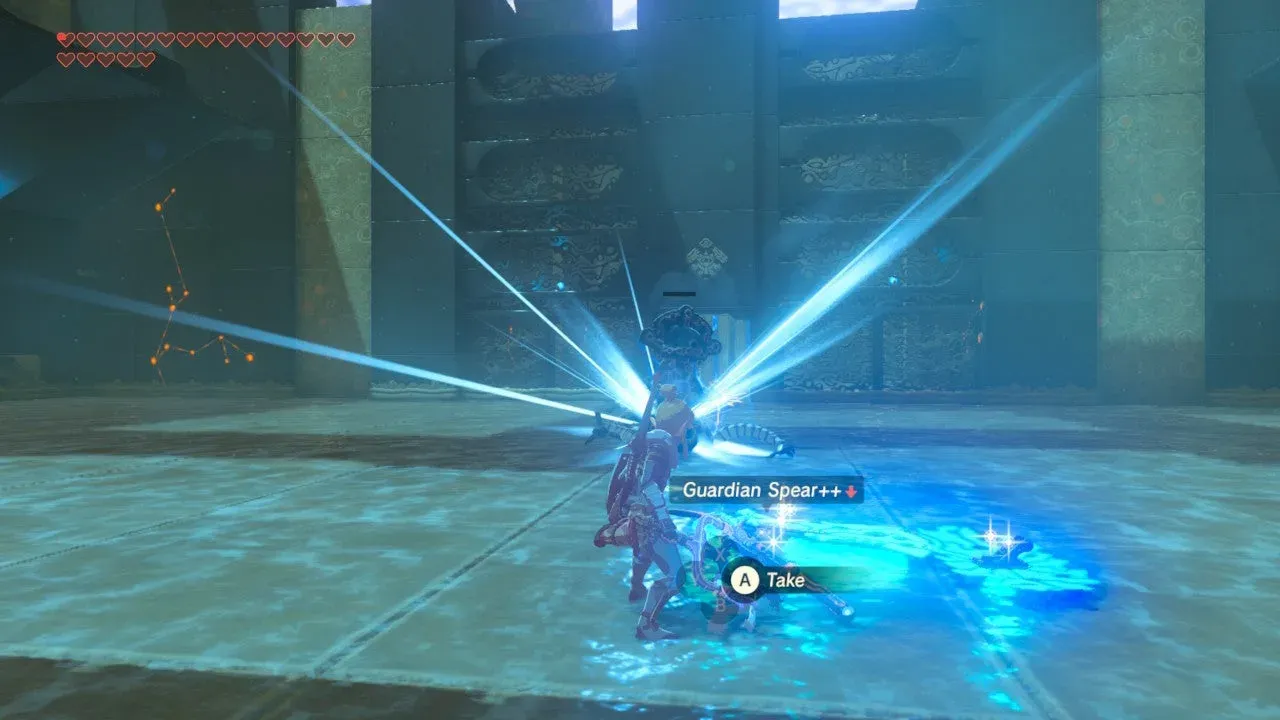 The defeated Guardian Scout in the opening arena