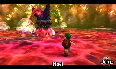 Barinade surrounded by Bari, with Link in front of it, 3DS version