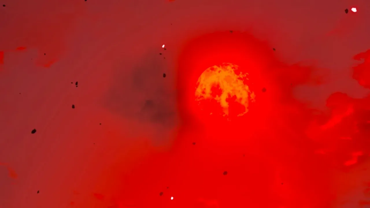A red Blood Moon in the night sky