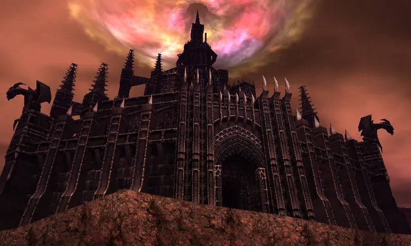 Ganon's Castle under a red sky, 3DS version