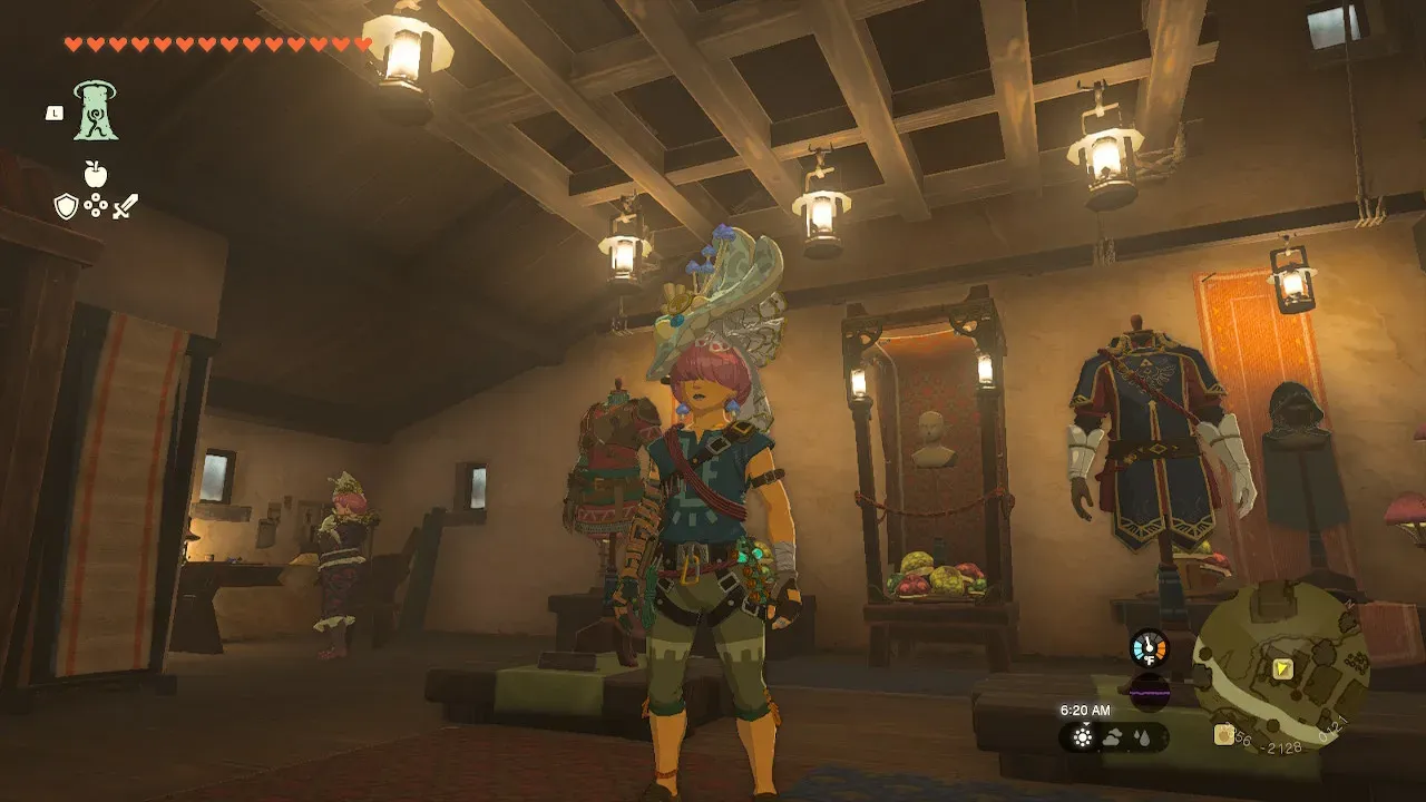 Link wears the Cece Hat inside the reopened clothing shop