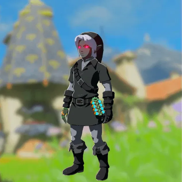 Link wearing the full Dark set