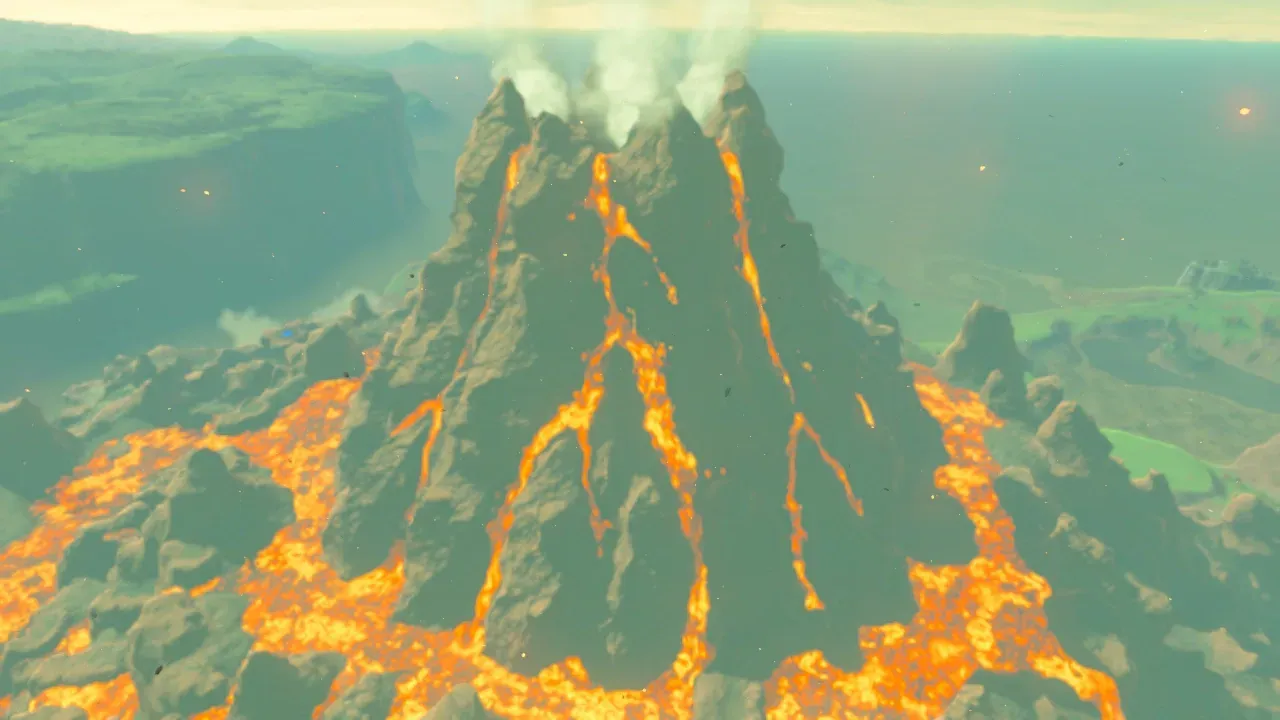 Death Mountain with lava running down its slopes