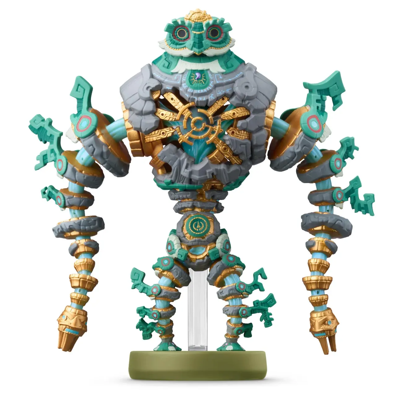 The Mineru's Construct amiibo figure on its green base