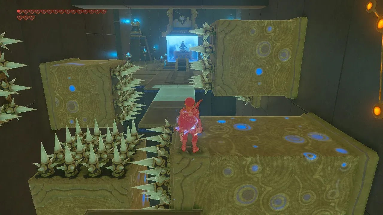 Link on the bare top of the final right-hand block near the exit
