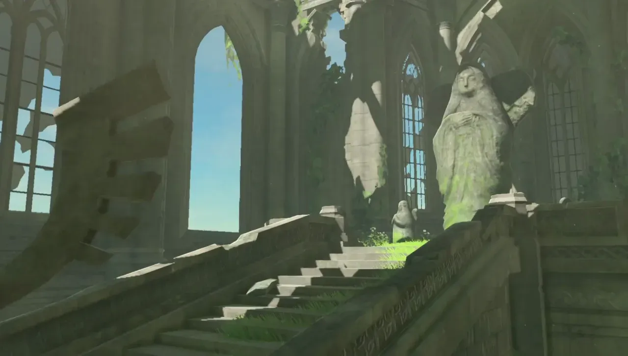 The Goddess Statue at the top of the stairs inside the ruined Temple of Time
