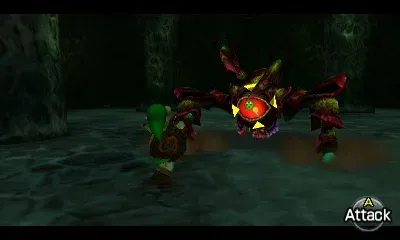 Queen Gohma facing Link with her eye turned red, 3DS version