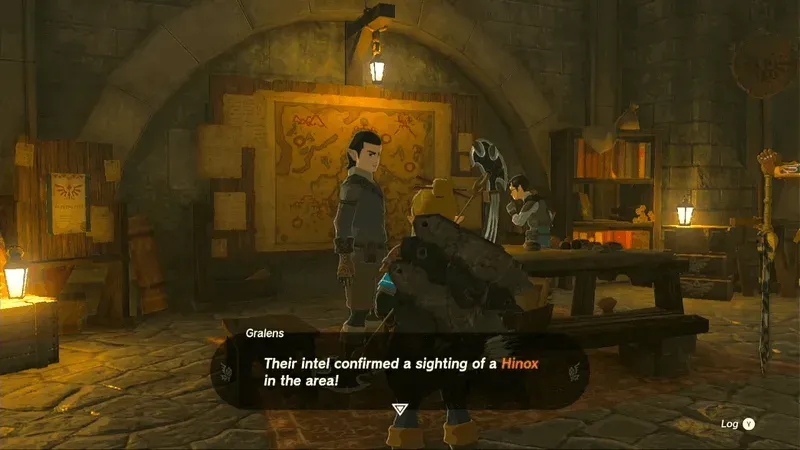 Gralens inside the Emergency Shelter talking about a Hinox sighting