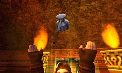 Link holding up the Megaton Hammer, 3DS version