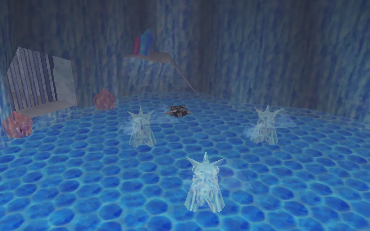 An ice-covered room in the Ice Cavern, N64 version