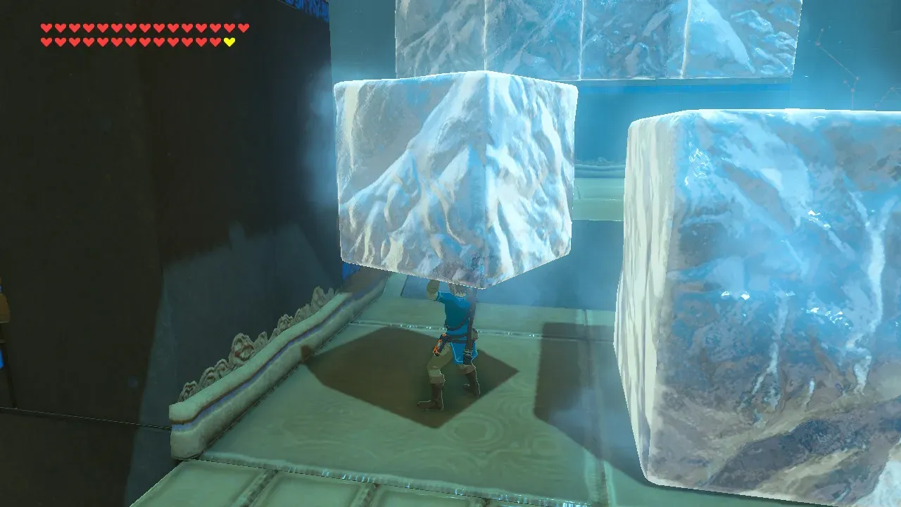 Link lifting a partly melted ice block