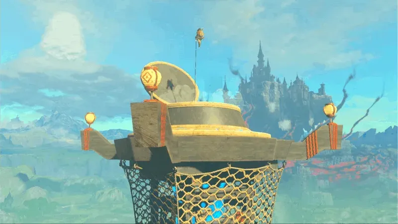 The top of a Skyview Tower as Link is launched into the sky