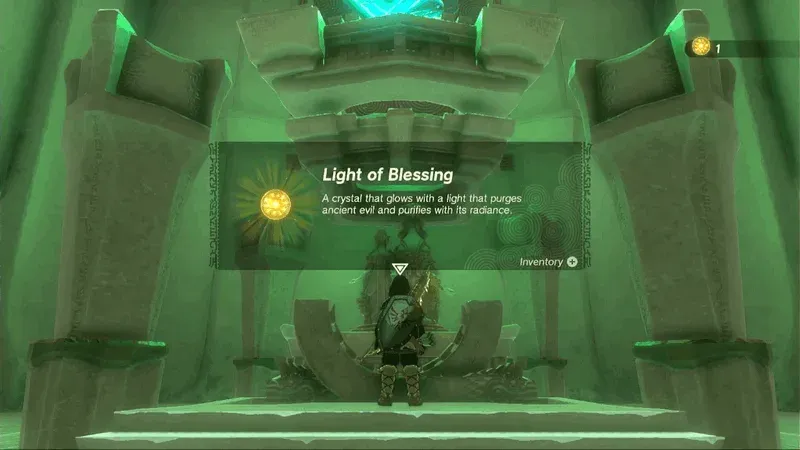 Link receiving a Light of Blessing at the end of a shrine
